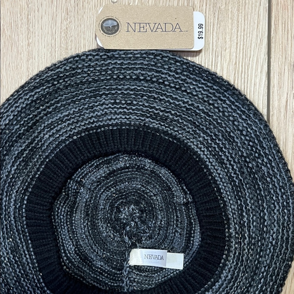 Sears Black and Gray Woven French Beret Hat - Picture 2 of 10